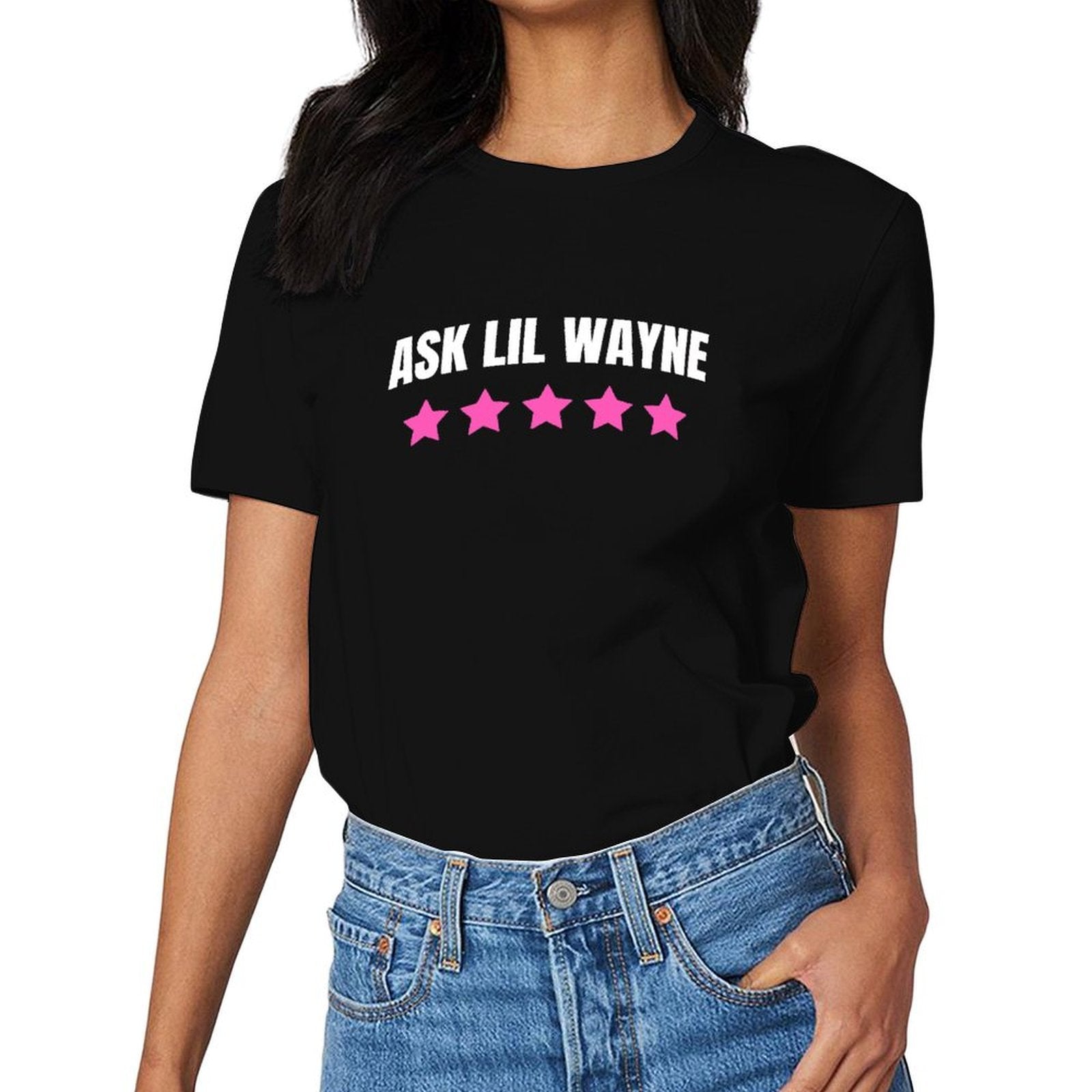Inkmay Casual Cotton T-shirt Pink Wavy Line On White Background Unisex T-shirtPromotional Crew Neck T-Shirt