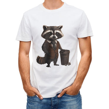 Inkmay Casual  Cotton T-shirt Stylish Raccoon Wears Vest And Tie Unisex T-shirtMinimal Men¡¯s / Women¡¯s / Youth T-Shirt