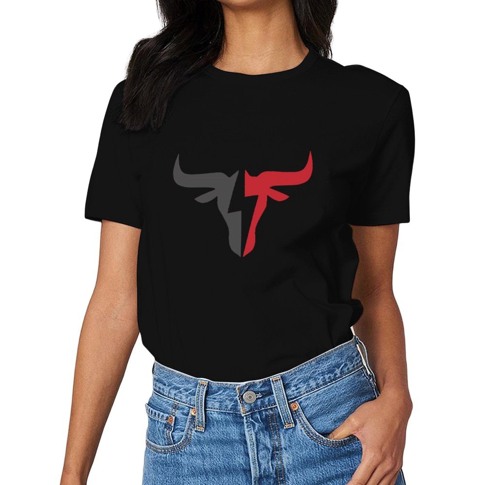 Inkmay Casual Cotton T-shirt Abstract Red And Gray Design Unisex T-shirtLong Lasting PureStyle T-Shirt