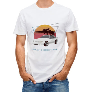 Inkmay Casual Cotton T-shirt Car Sunset Palm Trees Beach Scene Unisex T-shirtFresh Indoor T-Shirt