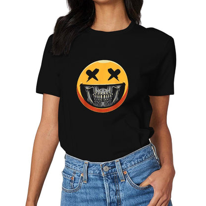 Inkmay Casual Cotton T-shirt Skull Face With Crossed Eyes Unisex T-shirtEasyStyle Sport T-Shirt