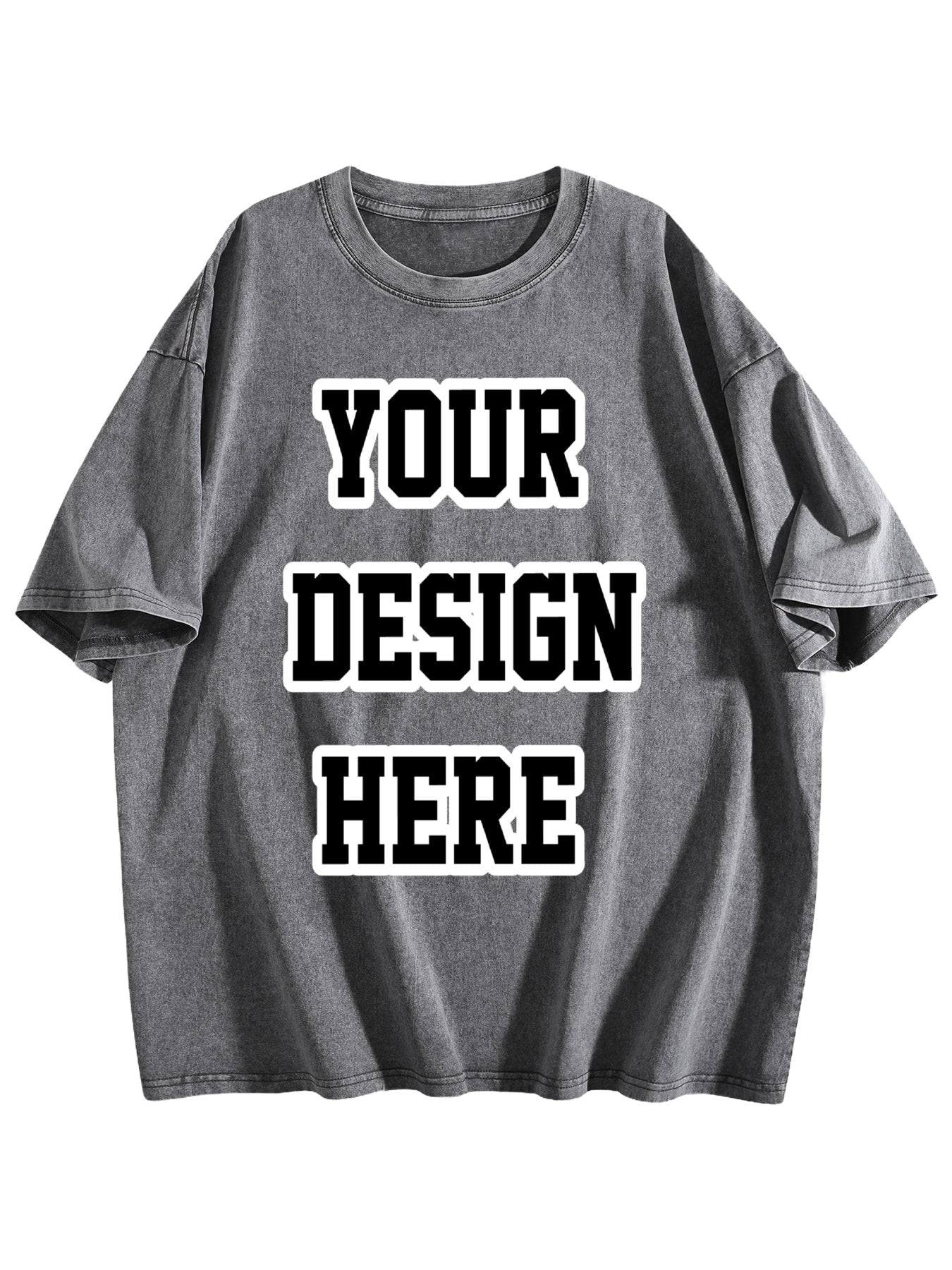 230gsm Printed 100% Cotton Pre-washed T-Shirt, Front Print in Dark Gray