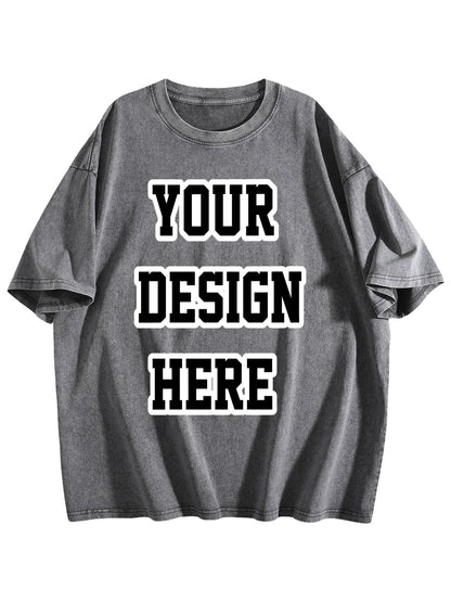 230gsm Printed 100% Cotton Pre-washed T-Shirt, Front Print in Dark Gray