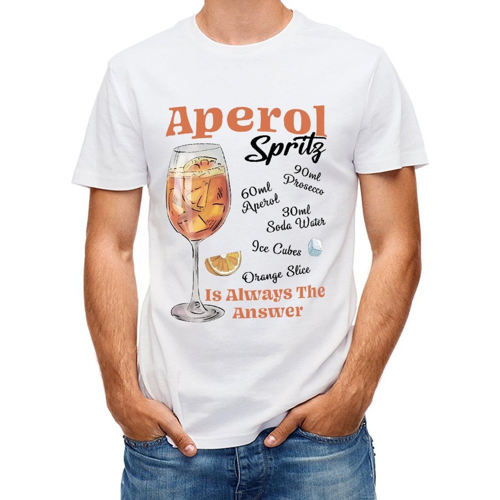 Inkmay Casual Cotton T-shirt Orange Beverage In Glass With Ice Unisex T-shirtVintage Premium Finish T-Shirt