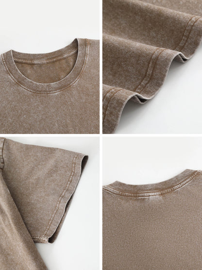 230gsm Heat Transfer Print 100% Cotton Pre-washed T-shirt, Front Print, Coffee Brown