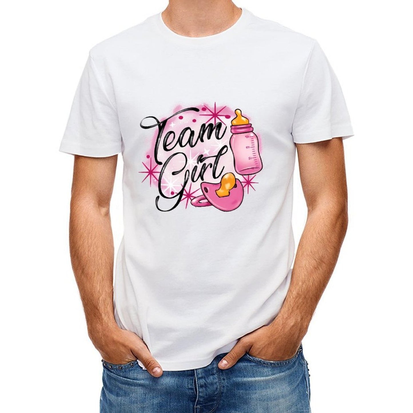 Inkmay Casual Cotton T-shirt Team Girl Pink Baby Items Unisex T-shirtRegular Natural T-Shirt
