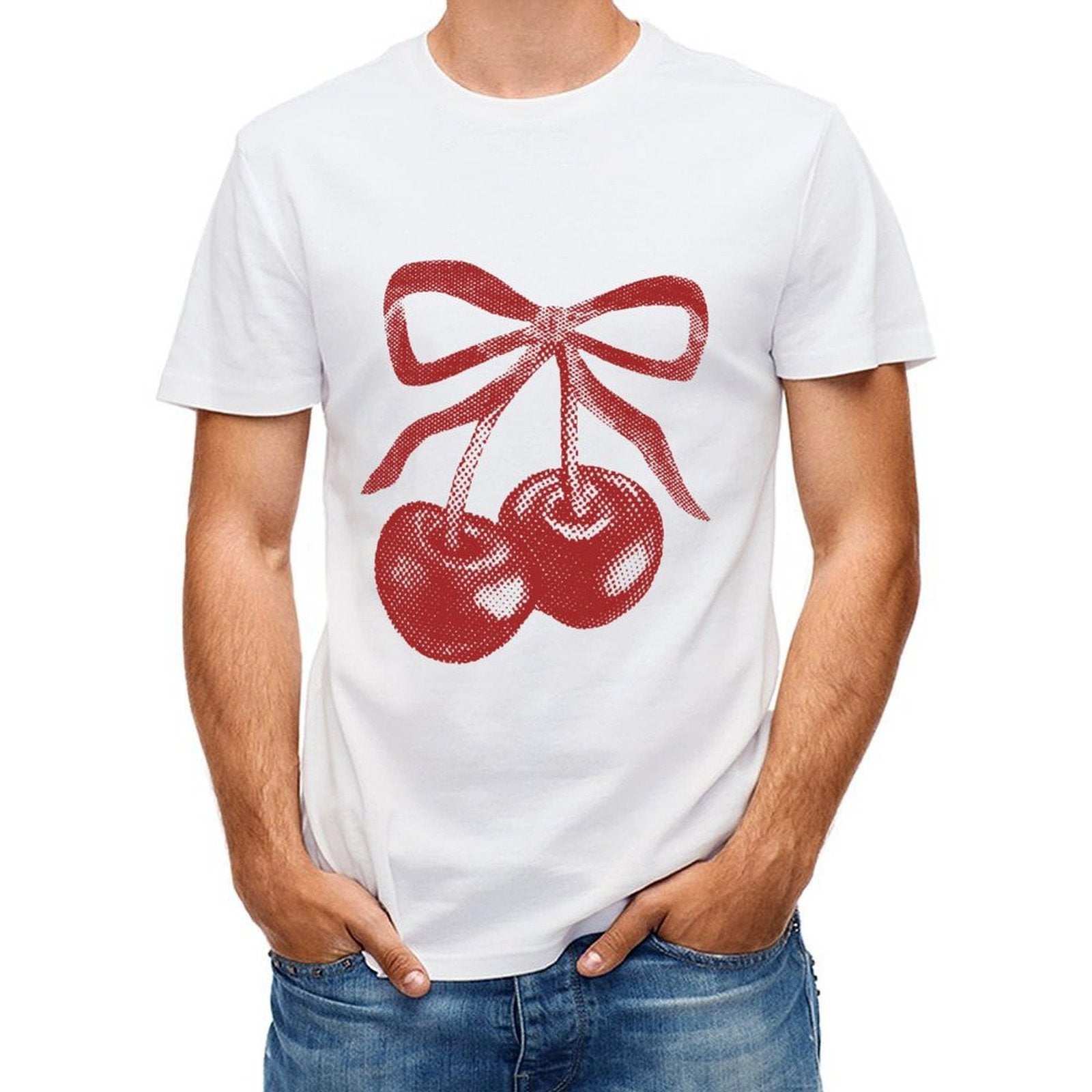 Inkmay Casual Cotton T-shirt Solid Red Background No Patterns Unisex T-shirtMinimalist Eco / Sustainable T-Shirt