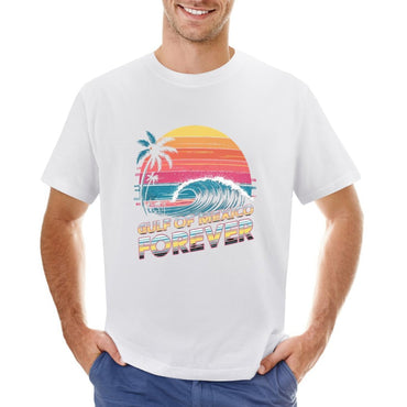 Inkmay Casual  Cotton T-shirt Gulf Of Mexico Forever Pattern Print Unisex T-shirtEasy-Care Lightweight T-Shirt