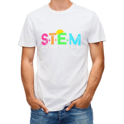 Inkmay Casual Cotton T-shirt Colorful Abstract Art With Bright Elements Unisex T-shirtLogo-Ready Original T-Shirt