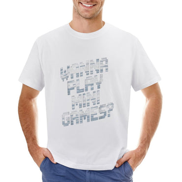 Inkmay Casual  Cotton T-shirt Wanna Play Mini Games Pattern Unisex T-shirtSmooth Feel Relaxed Fit T-Shirt