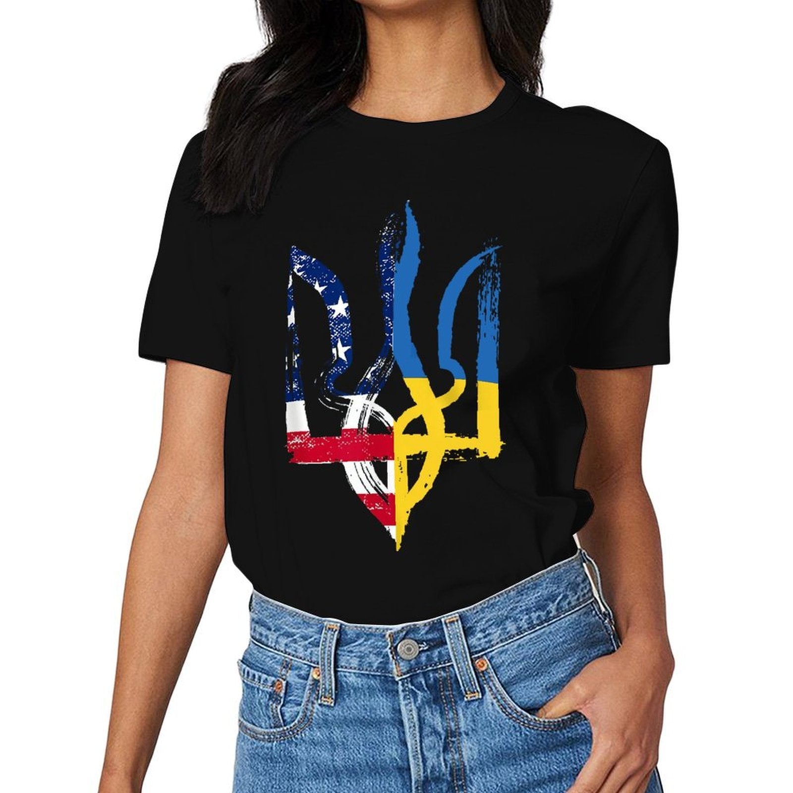 Inkmay Casual  Cotton T-shirt Abstract Flag Fusion Artwork Design Elements Unisex T-shirtSignature Plain T-Shirt