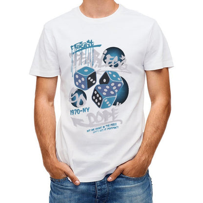 Inkmay Casual Cotton T-shirt Fearless Dice Pattern With Graffiti Art Unisex T-shirt
