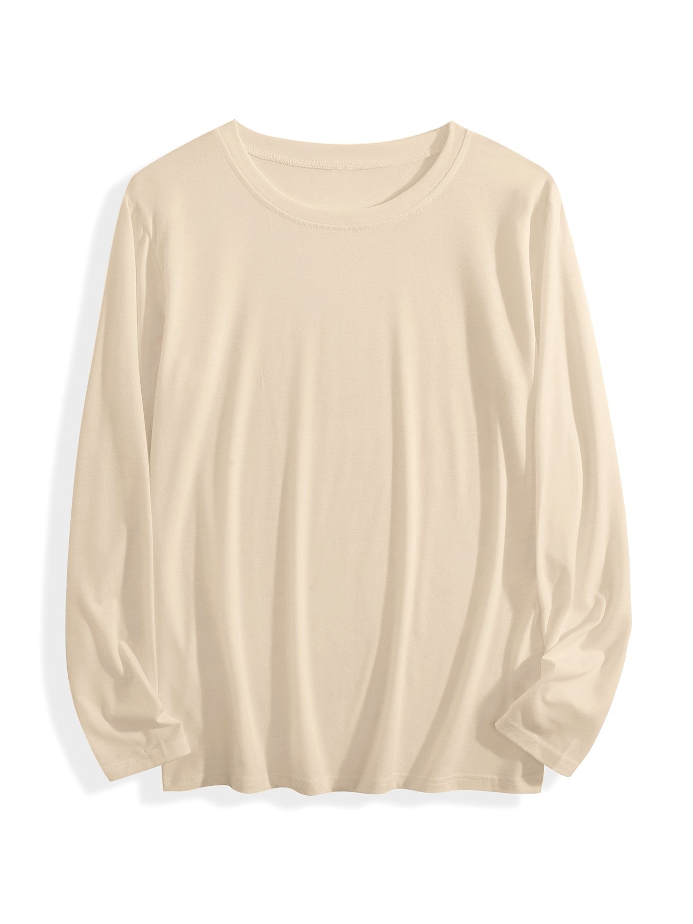 180g pure cotton crew neck long-sleeved shirt  khaki