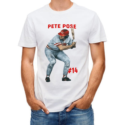 Inkmay Casual Cotton T-shirt Baseball Player In Gray Uniform Holding Unisex T-shirtIndoor Relaxed Fit T-Shirt