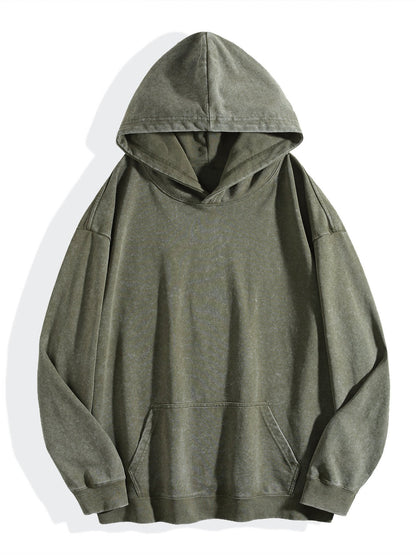 Washed Vintage Hoodie Without Drawstring - Teal
