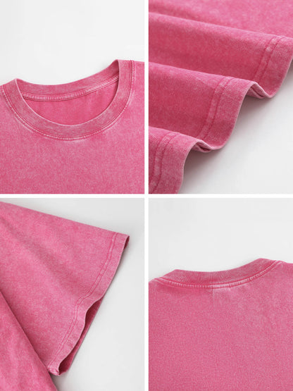 230gsm Printed 100% Cotton Pre-washed T-Shirt, Front Print in Rose Red