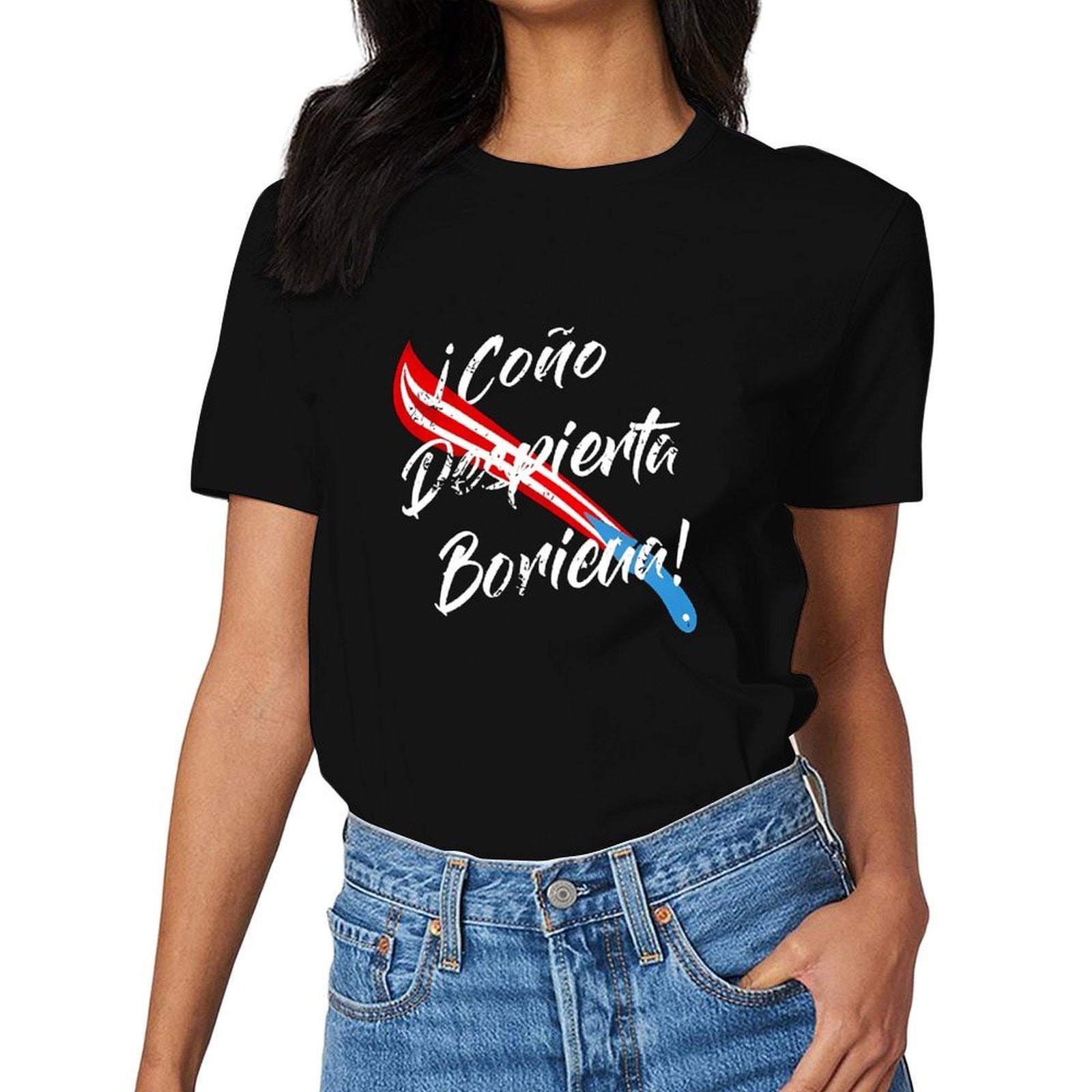 Inkmay Casual Cotton T-shirt Red White Blue Stripes Crossed Swords Unisex T-shirtSolid Outdoor T-Shirt