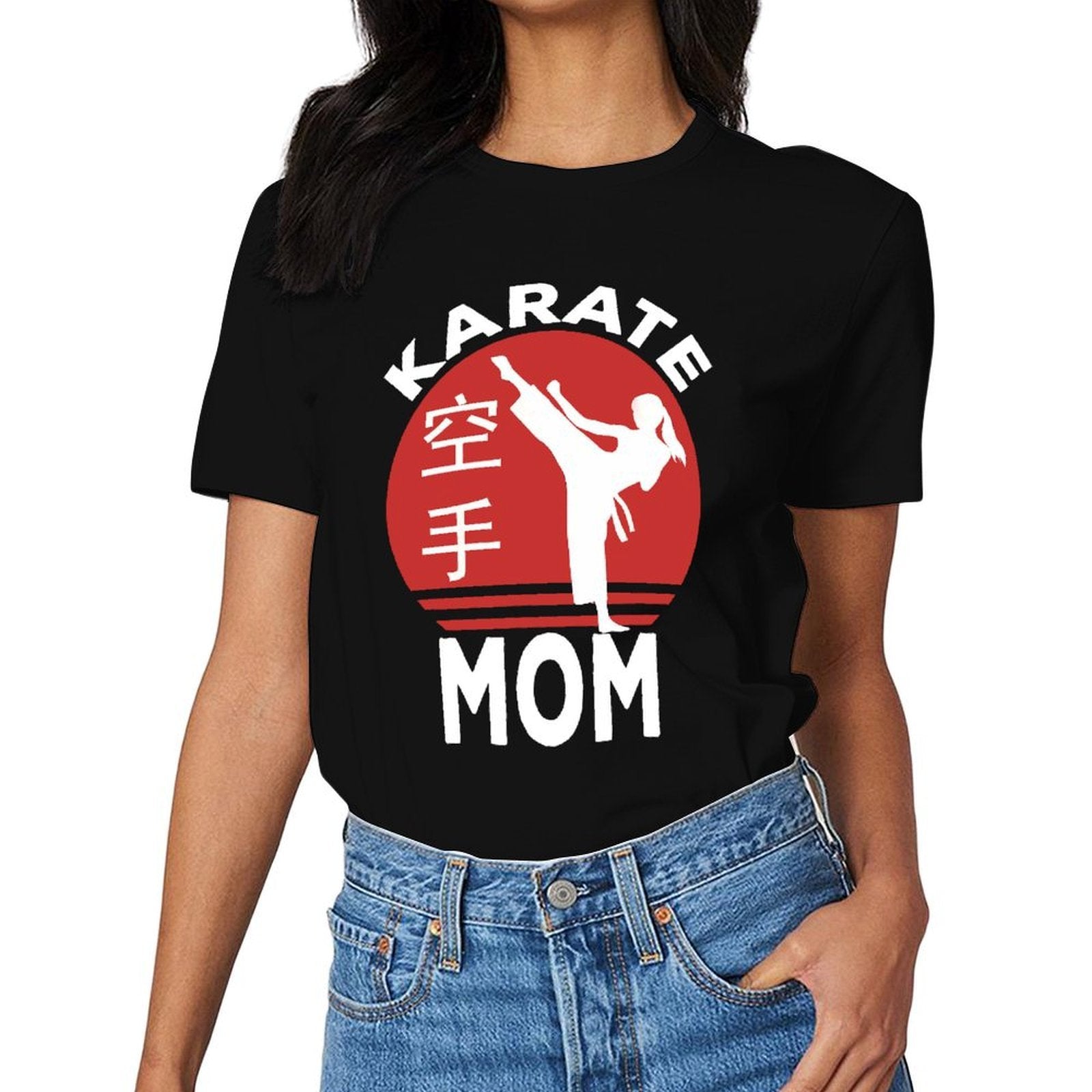 Inkmay Casual Cotton T-shirt Red Circle With Karate Silhouette Design Unisex T-shirtAllDay Relaxed Fit T-Shirt