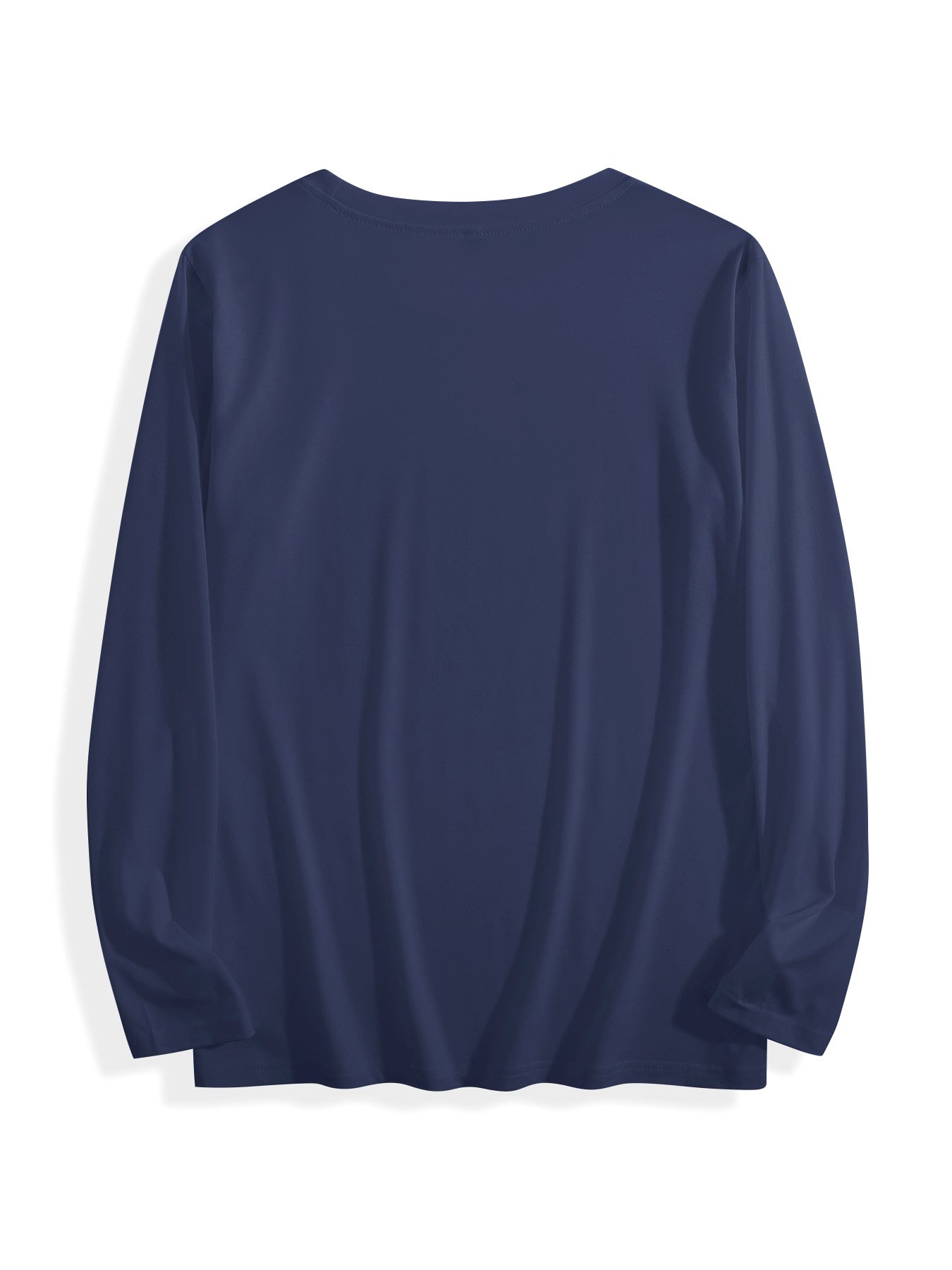 180g pure cotton crew neck long-sleeved shirt  dark  blue