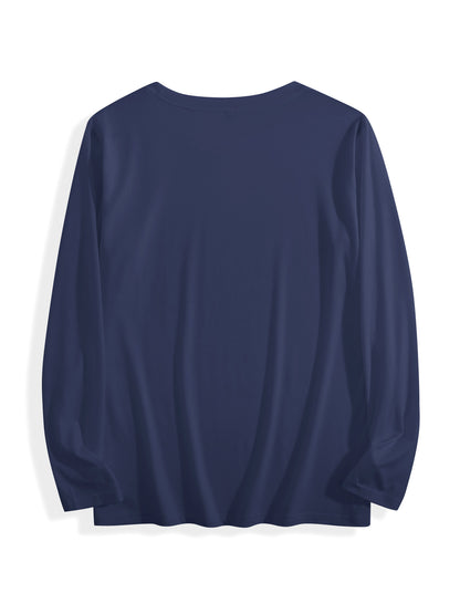 180g pure cotton crew neck long-sleeved shirt  dark  blue