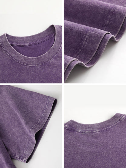 230gsm Heat Transfer Print Canvas Cotton Pre-washed T-shirt, Front Panel Print, Deep Purple