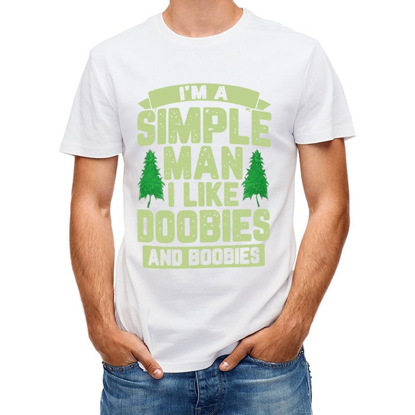 Inkmay Casual  Cotton T-shirt Green Trees On Light Background Design Unisex T-shirtBreathable Eco / Sustainable T-Shirt