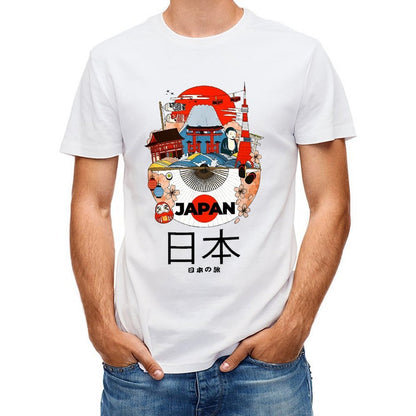 Inkmay Casual Cotton T-shirt Japan Cultural Symbols Artwork Design Print Unisex T-shirtEverydayFit Sport T-Shirt