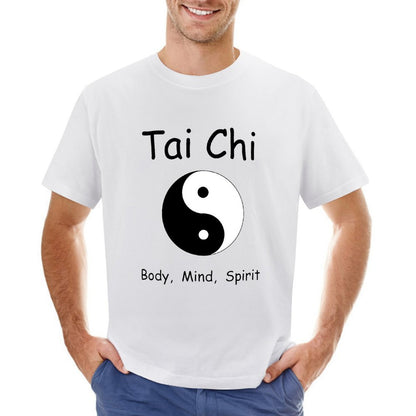 Inkmay Casual  Cotton T-shirt Yin And Yang Symbol Black White Unisex T-shirtOutdoor SimpleFit T-Shirt