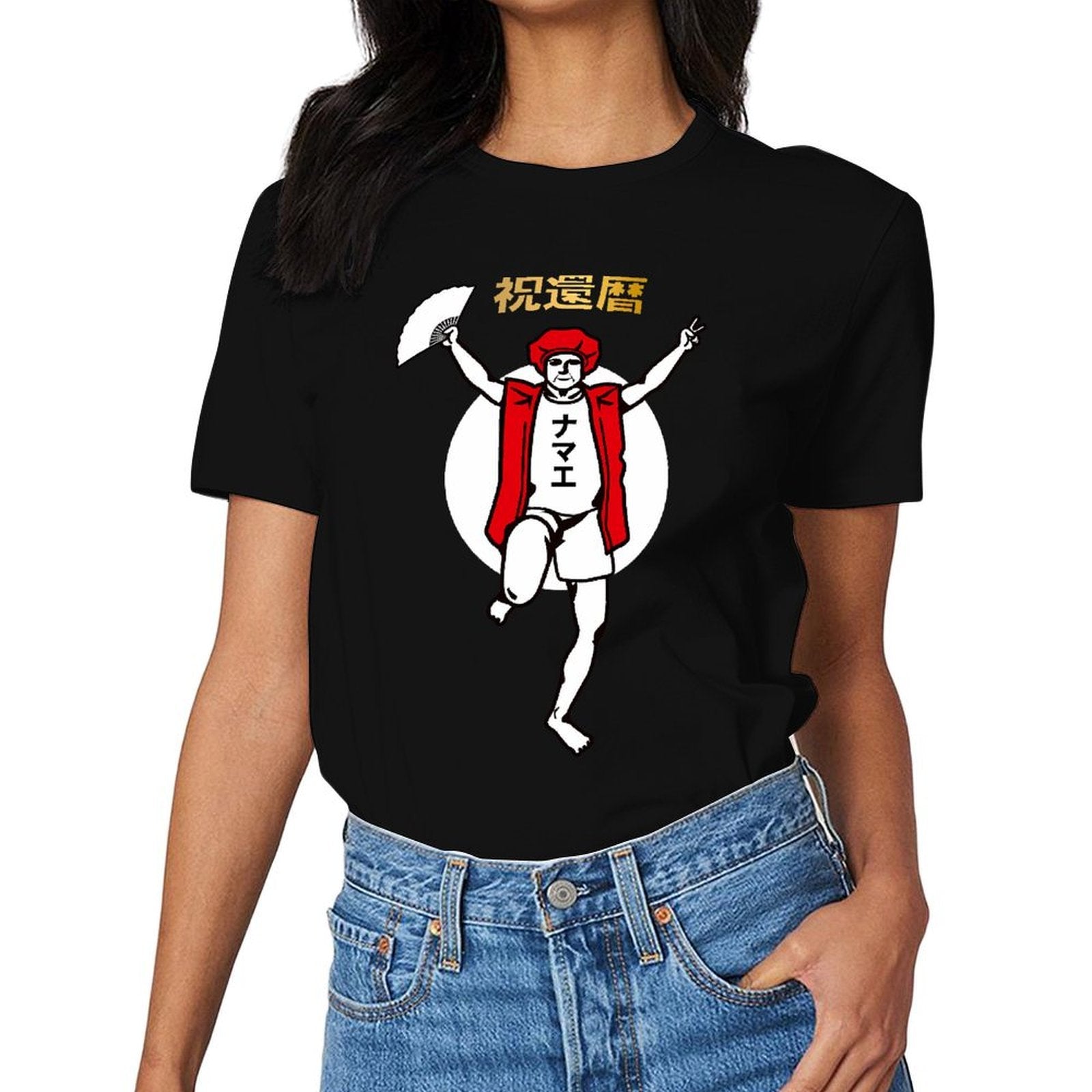 Inkmay Casual Cotton T-shirt Man In Red Jacket Dancing Joyfully Unisex T-shirtClassicSeries CoreLine T-Shirt