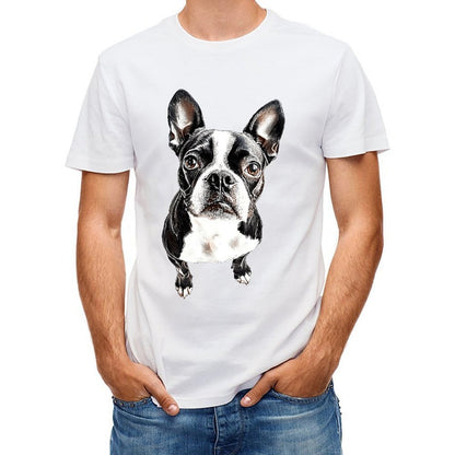 Inkmay Casual Cotton T-shirt Black And White Dog Pattern Print Unisex T-shirtEco / Sustainable SoftTouch T-Shirt