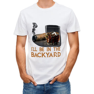 Inkmay Casual  Cotton T-shirt Cigar And Whiskey Glass Together Unisex T-shirtNeat Recycled T-Shirt