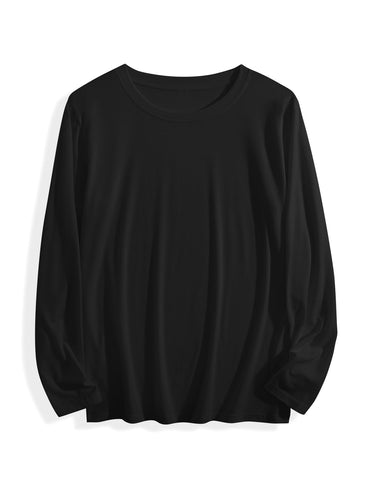 180g pure cotton crew neck long-sleeved shirt black BACK