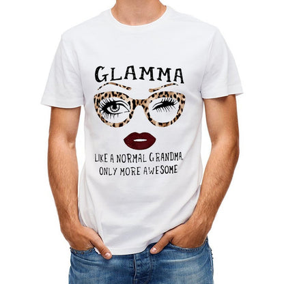 Inkmay Casual Cotton T-shirt Leopard Print Sunglasses With Eyelashes Unisex T-shirtOutdoor Logo-Ready T-Shirt