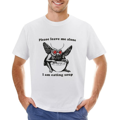 Inkmay Casual  Cotton T-shirt Moth Eating Soup With Red Eyes Unisex T-shirtStandard SmoothWear T-Shirt