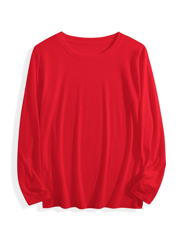 180g pure cotton crew neck long-sleeved shirt  red BACK