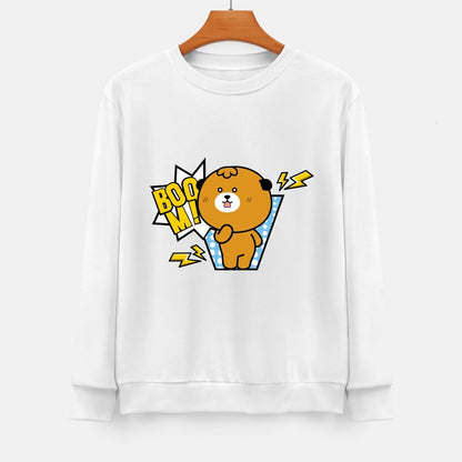 Front Patterned Long Sleeve TopEasyWear Simple