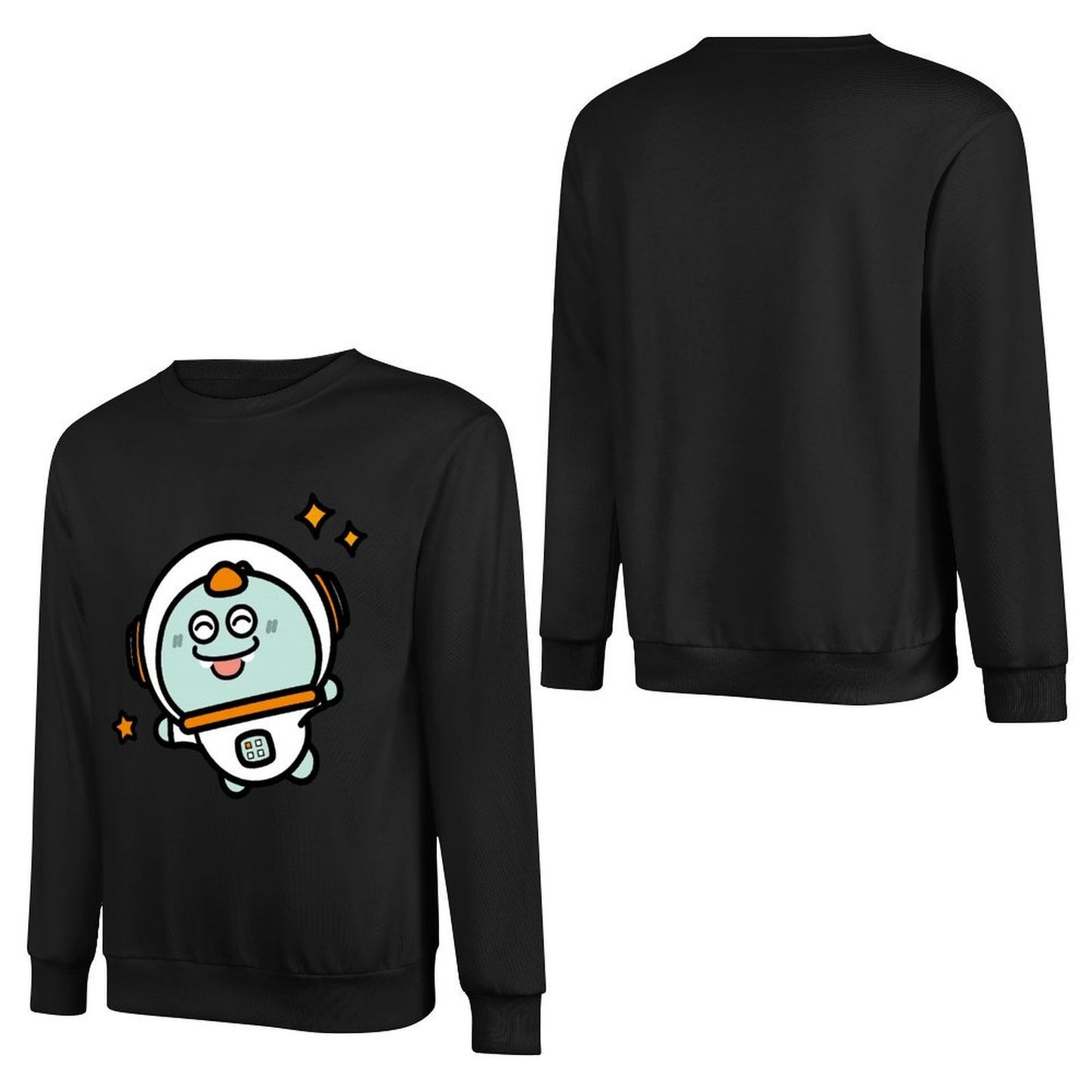 Front Patterned Long Sleeve TopRelaxFit Crew Neck