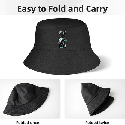 Streetwear Black Bucket Hat with Icon Print