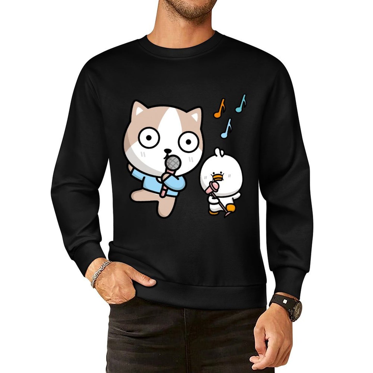 Front Patterned Long Sleeve TopClassic Fit Double-Stitched