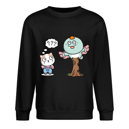 Front Patterned Long Sleeve TopSport Crew Neck