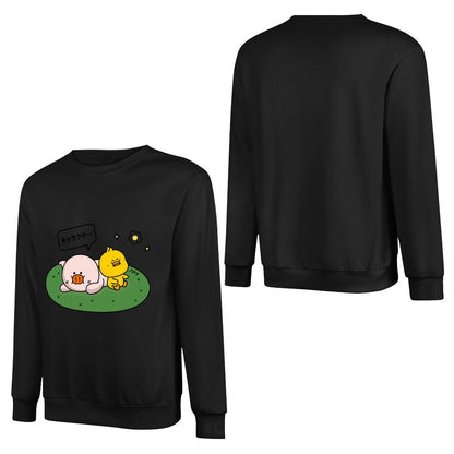 Front Patterned Long Sleeve TopCrewneck Smooth Feel