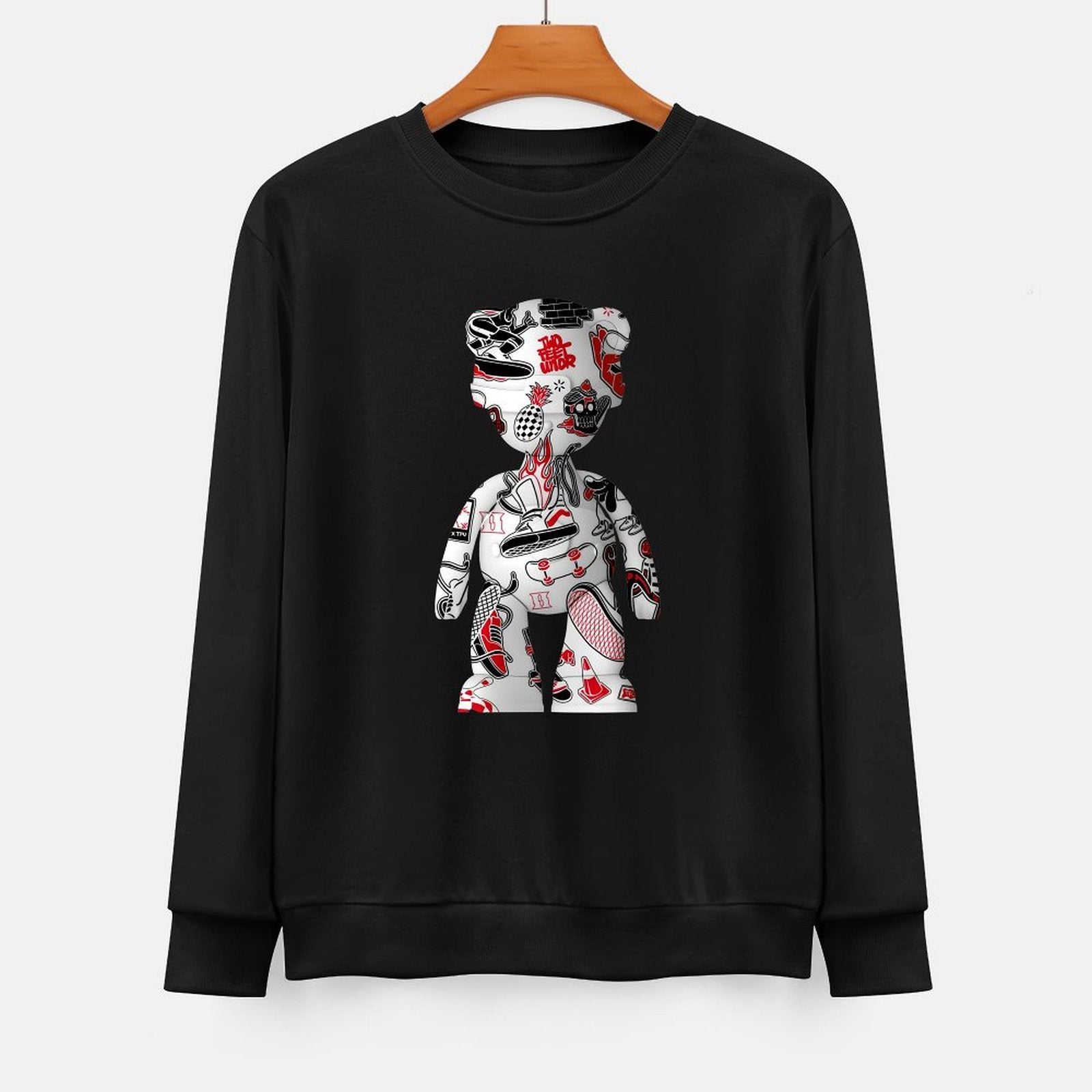 Long Sleeve With Front PatternCrew Neck Plain