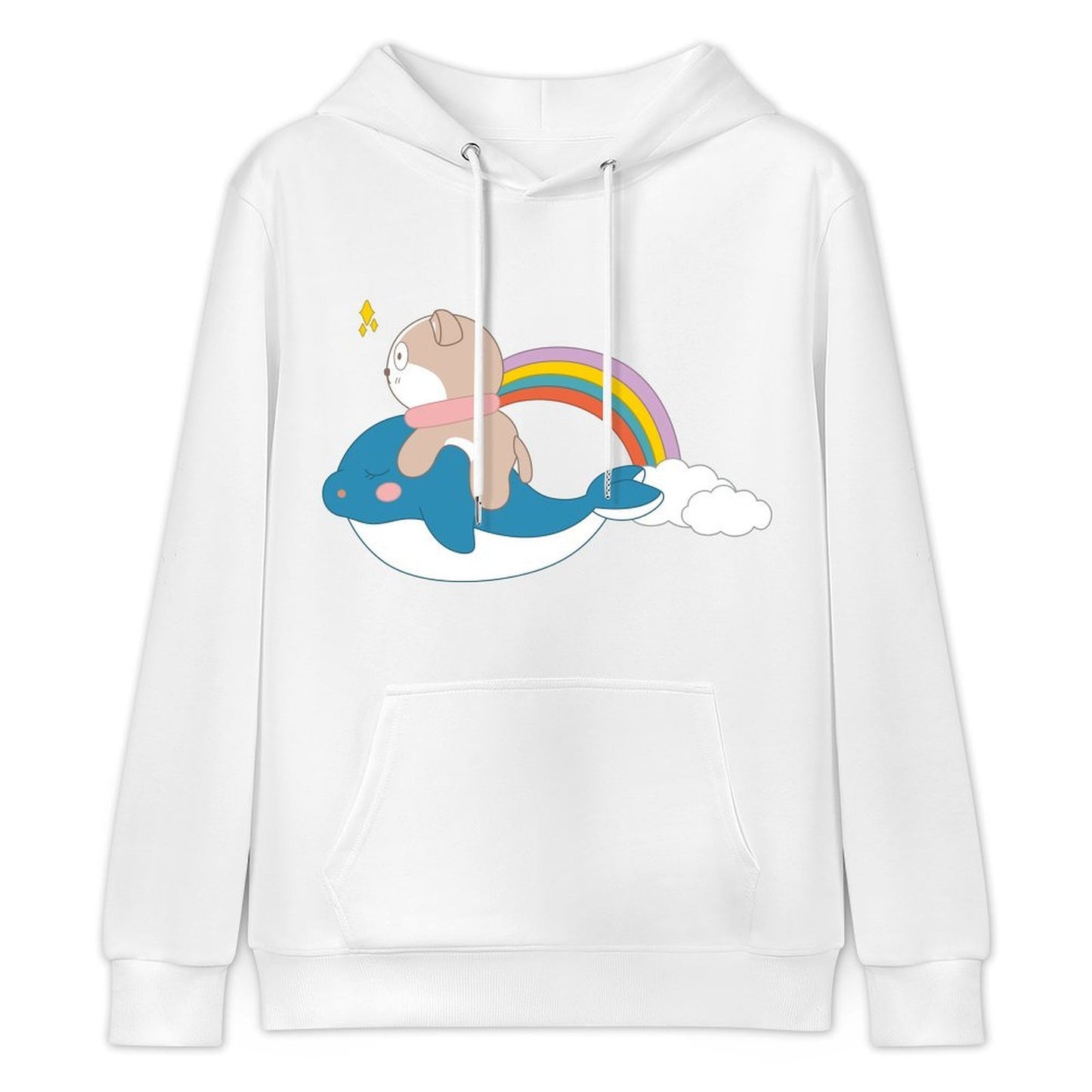 Crew Neck Minimalist Front Graphic Hoodies