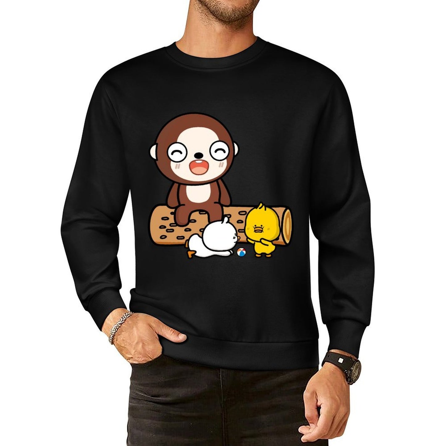 Front Patterned Long Sleeve TopWrinkle-Free Relaxed Fit