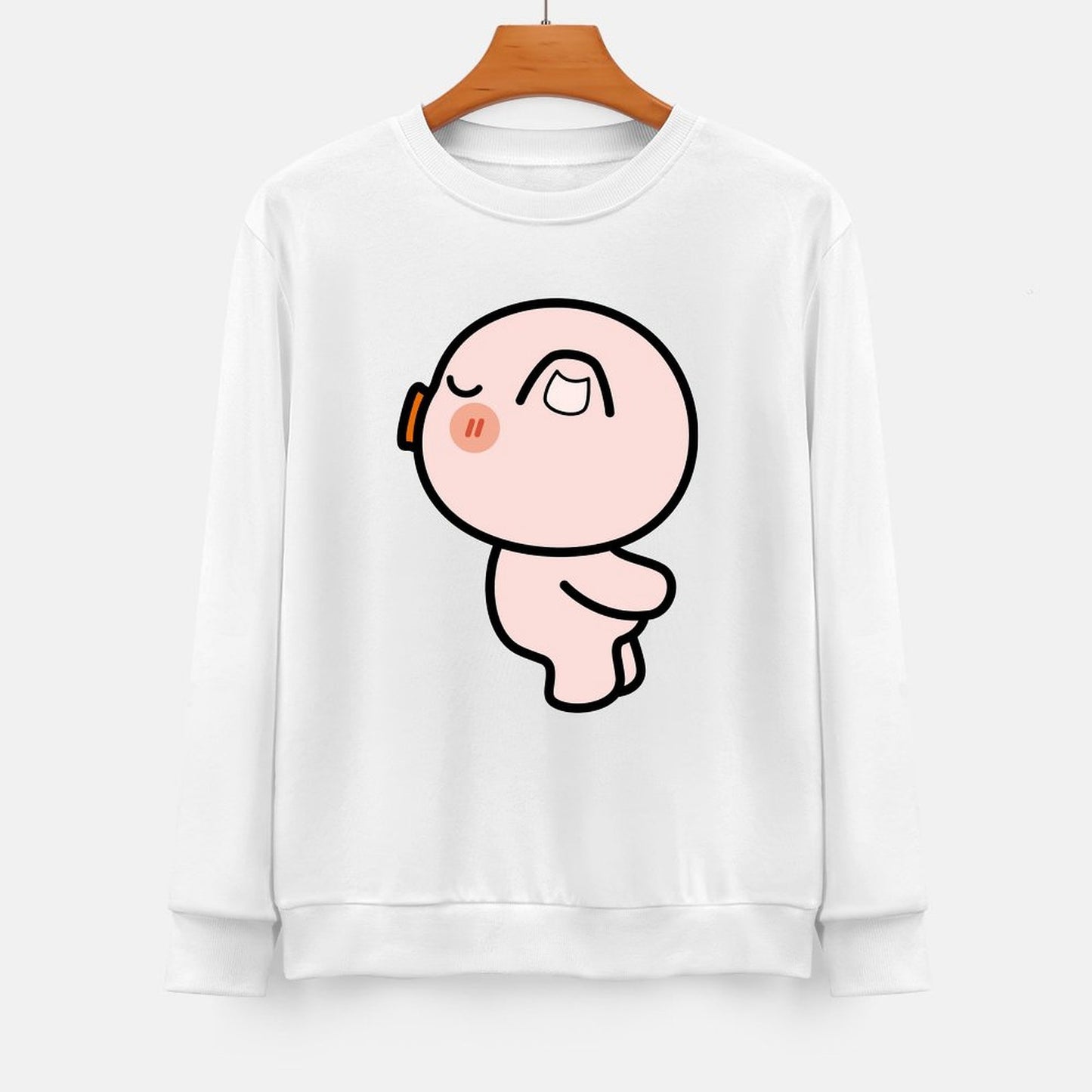 Front Patterned Long Sleeve TopFitted Plain