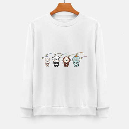 Front Patterned Long Sleeve TopShrink-Resistant Easy-Care