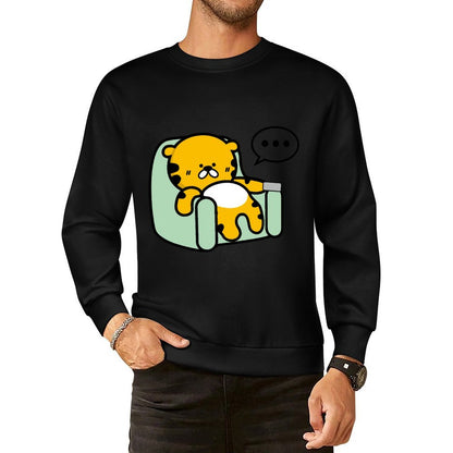 Front Patterned Long Sleeve TopDouble-Stitched Printing