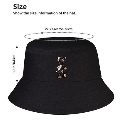 Trendy Black Bucket Hat with Bold Front Graphic