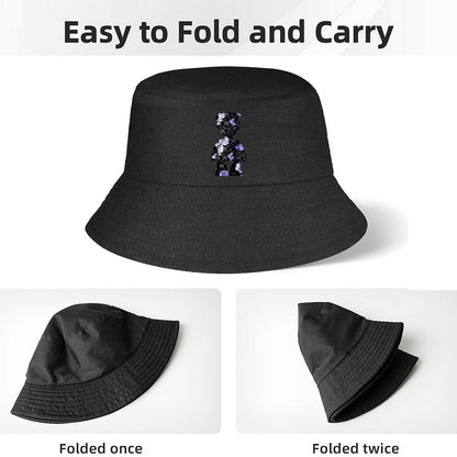 Casual Black Bucket Hat with Minimal Print