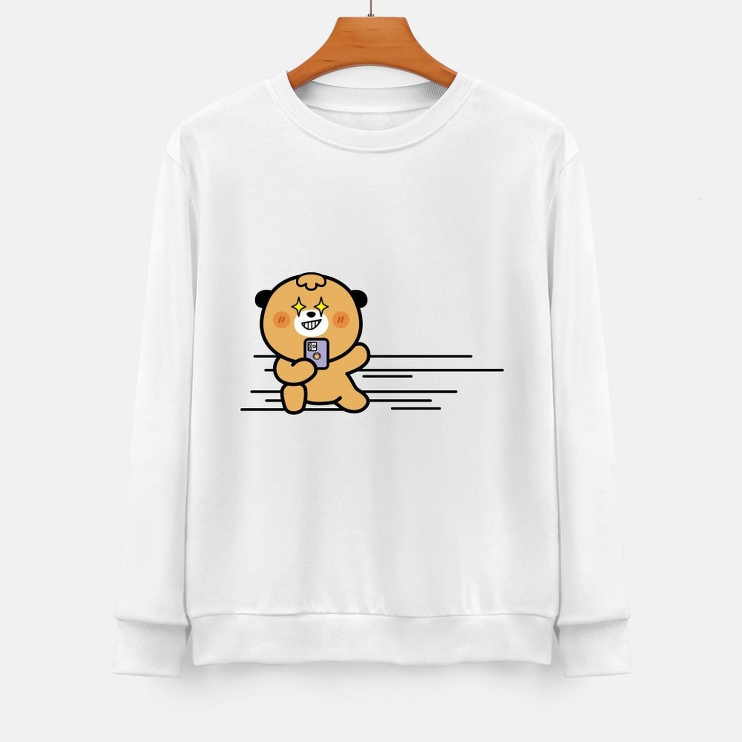 Front Patterned Long Sleeve TopRegular Crewneck